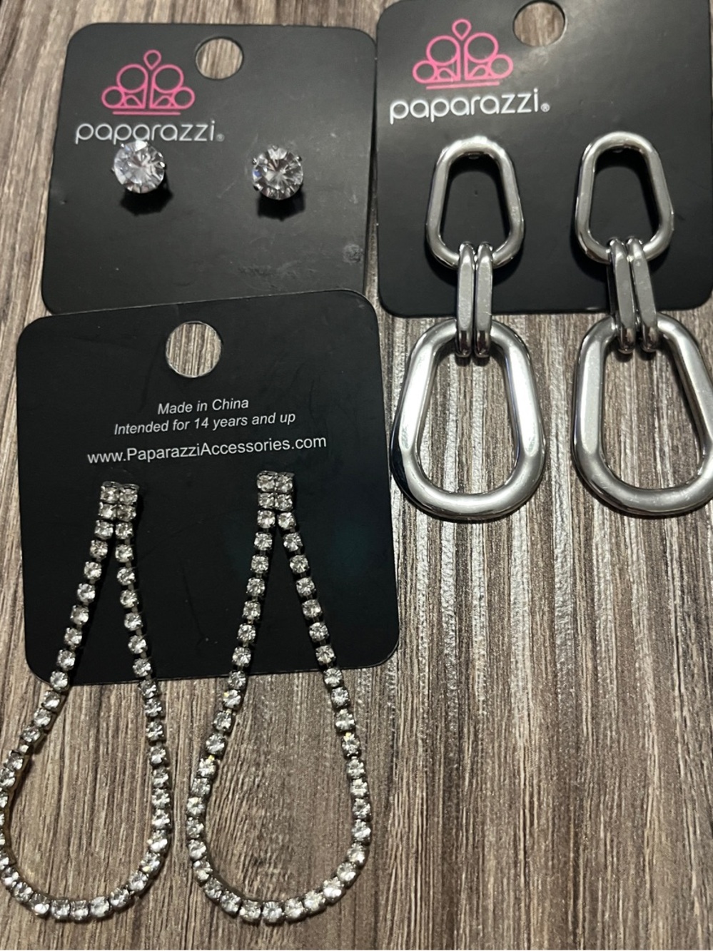 paparazzi Silver Link Drops & Crystal Teardrop Trio